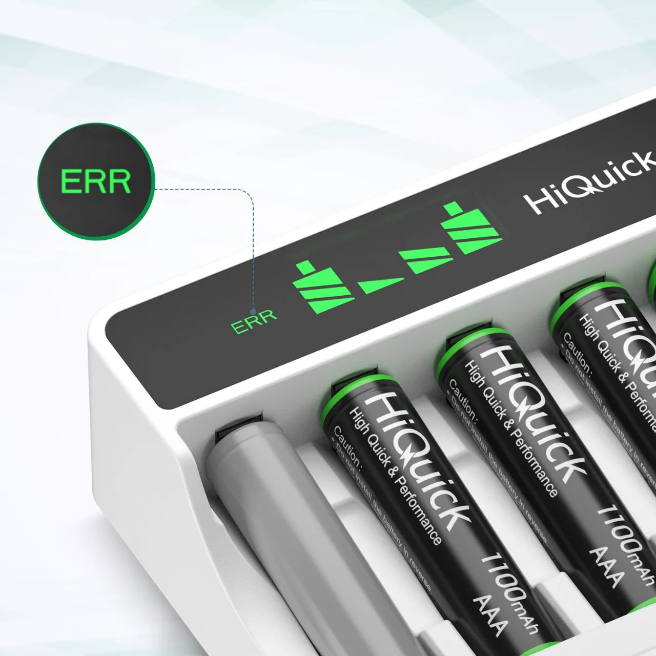 HiQuick Rechargeable AA AAA Batteries with 8 Slot LCD Charger