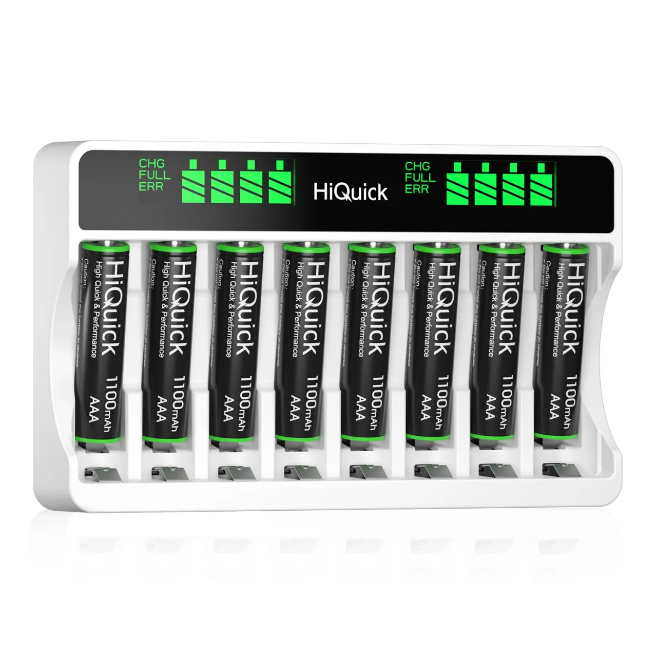 HiQuick Rechargeable AA AAA Batteries with 8 Slot LCD Charger