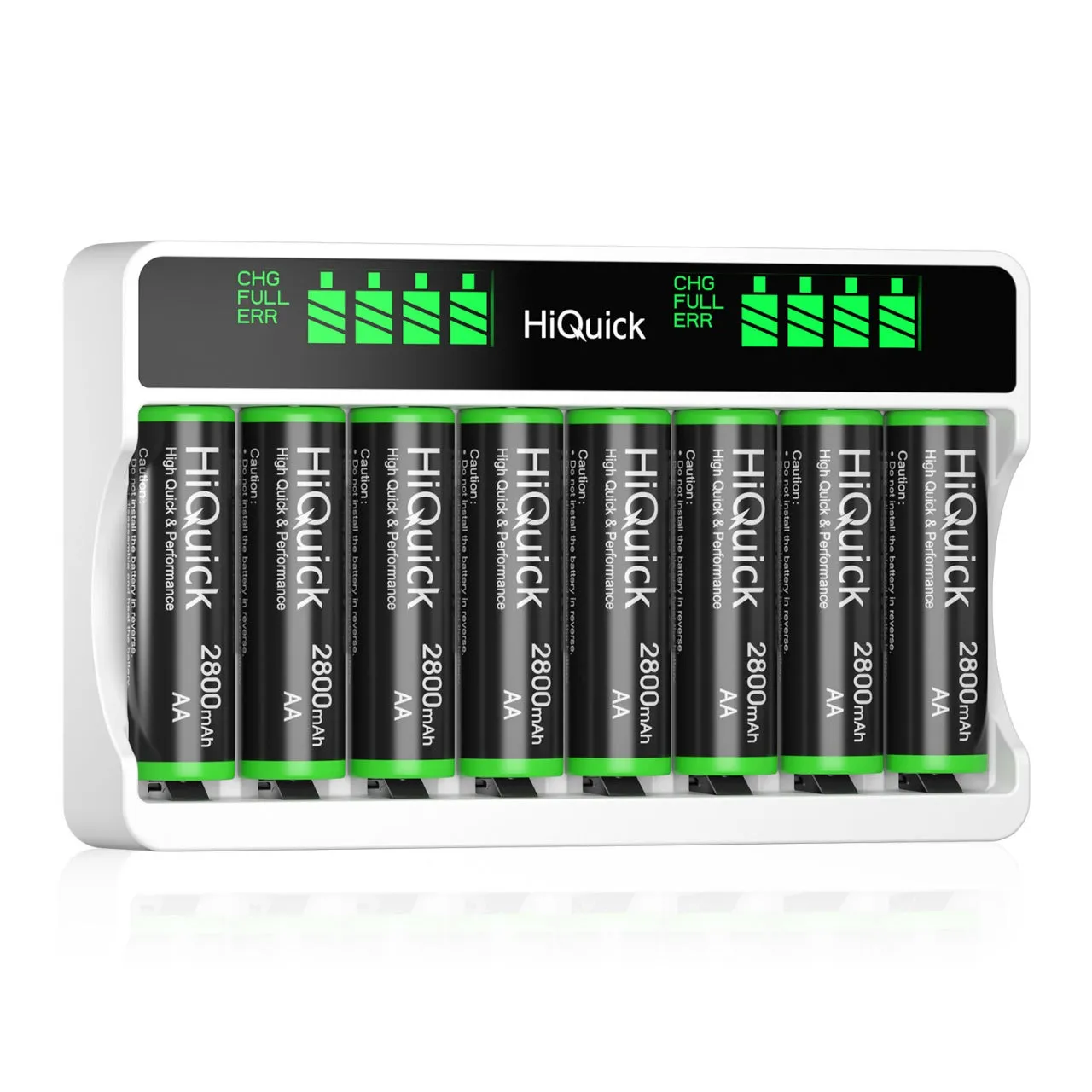 HiQuick Rechargeable AA AAA Batteries with 8 Slot LCD Charger