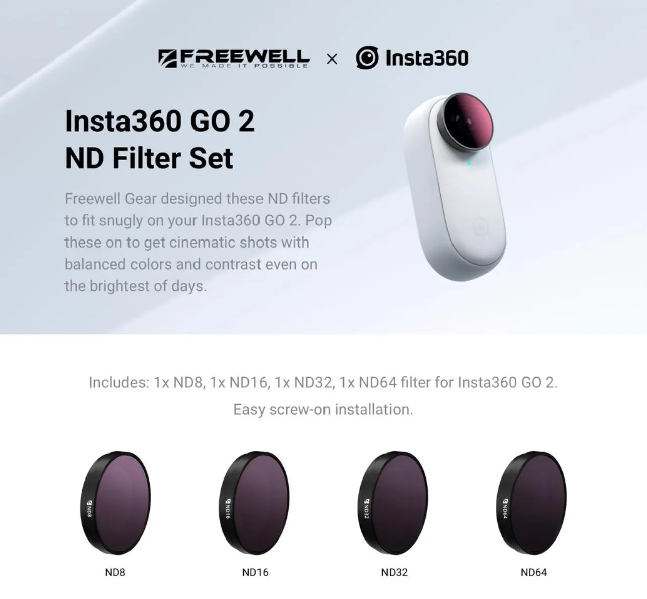 Insta360 GO2 ND Filter Set (ND8/ND16/ND32/ND64)