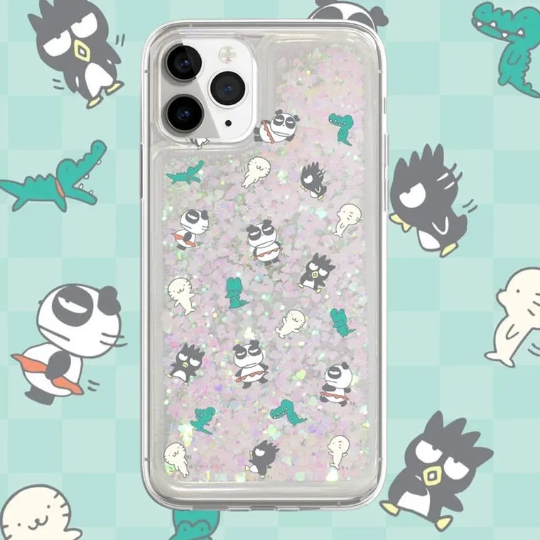 Japanese Cartoon Bad Badtz Maru Xo with friends Panda  -  Glitter QuickSand iPhone Case 6 7 8 PLUS SE2 XS XR X 11 12 13 14 15 Pro Promax 12mini 13mini