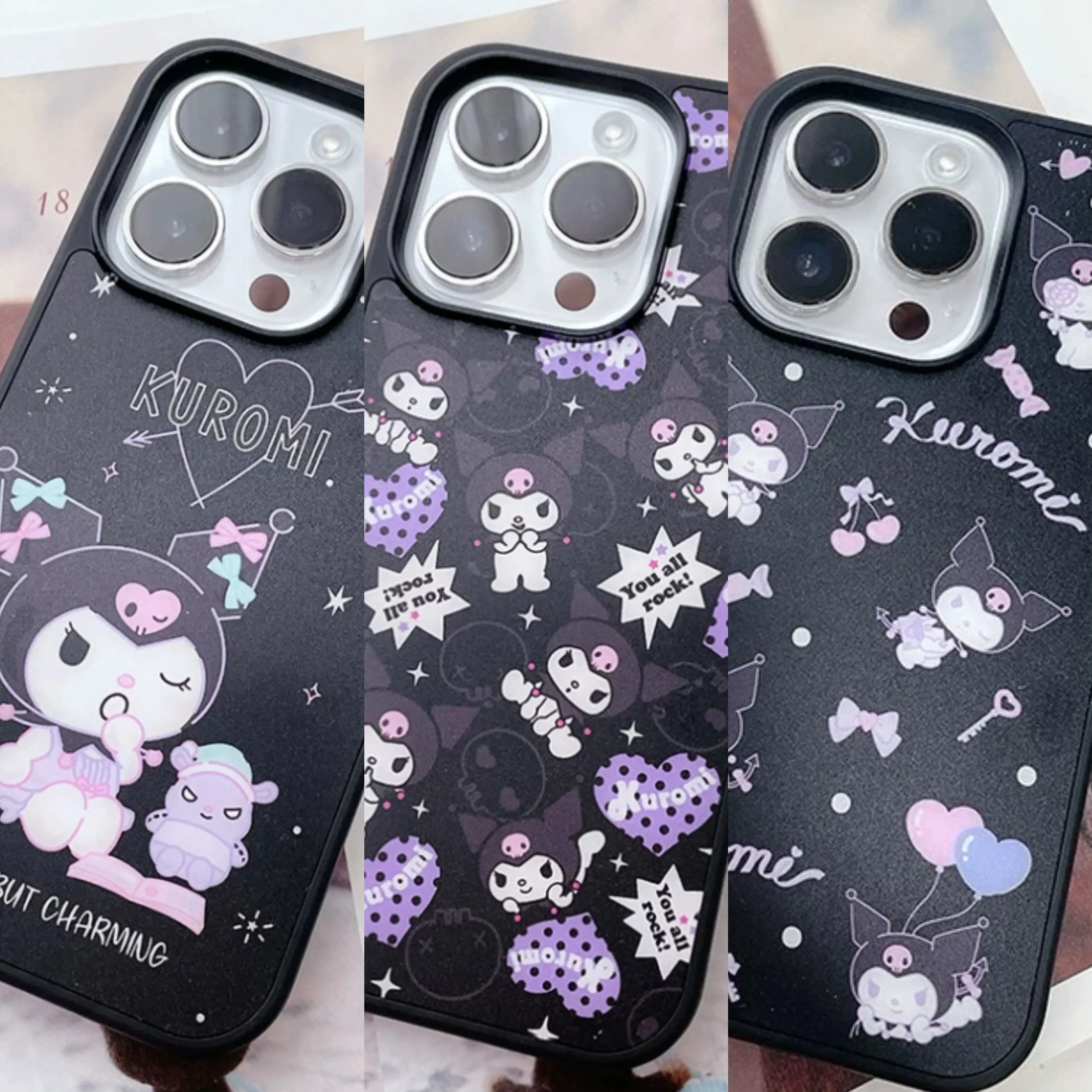 Japanese Cartoon Kuromi In Black iPhone Case 12 13 14 15 Pro Promax