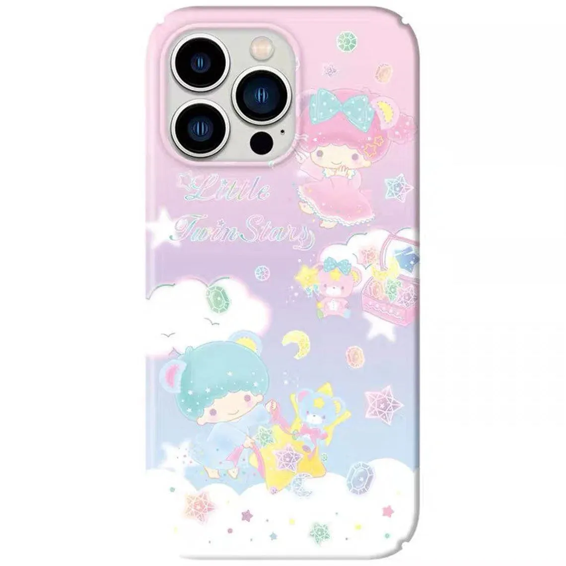 Japanese Cartoon Little Twin Stars on Clouds iPhone Case XS XR X 11 12 13 14 15 Pro Promax