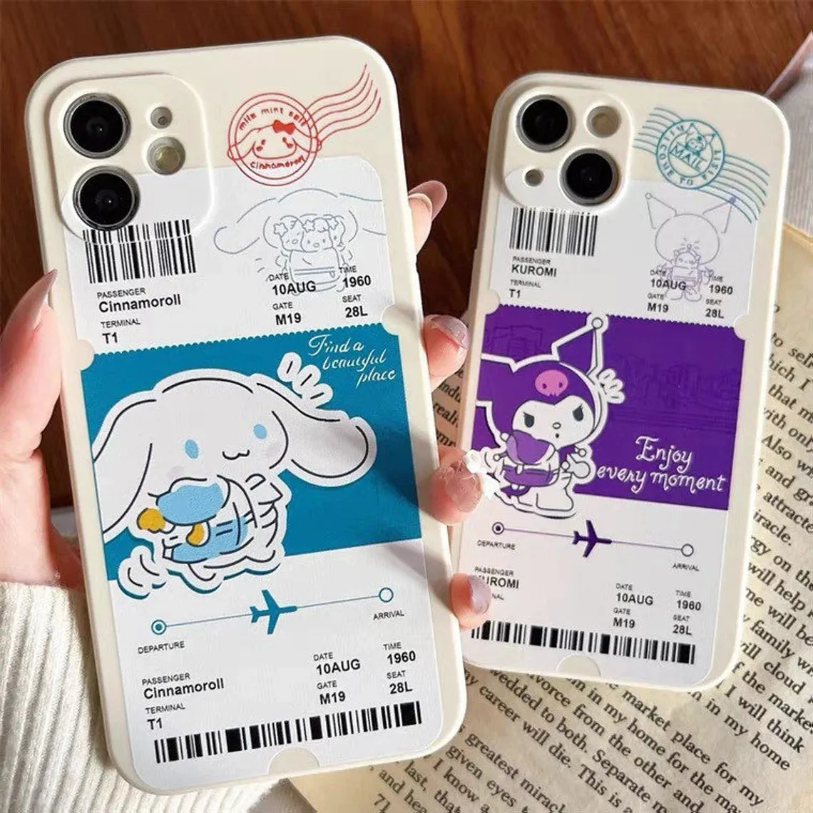 Japanese Cartoon Travel Ticket KU CN iPhone Case 6 7 8 XS XR X 11 12 13 14 15 Pro Promax 12mini 13 mini