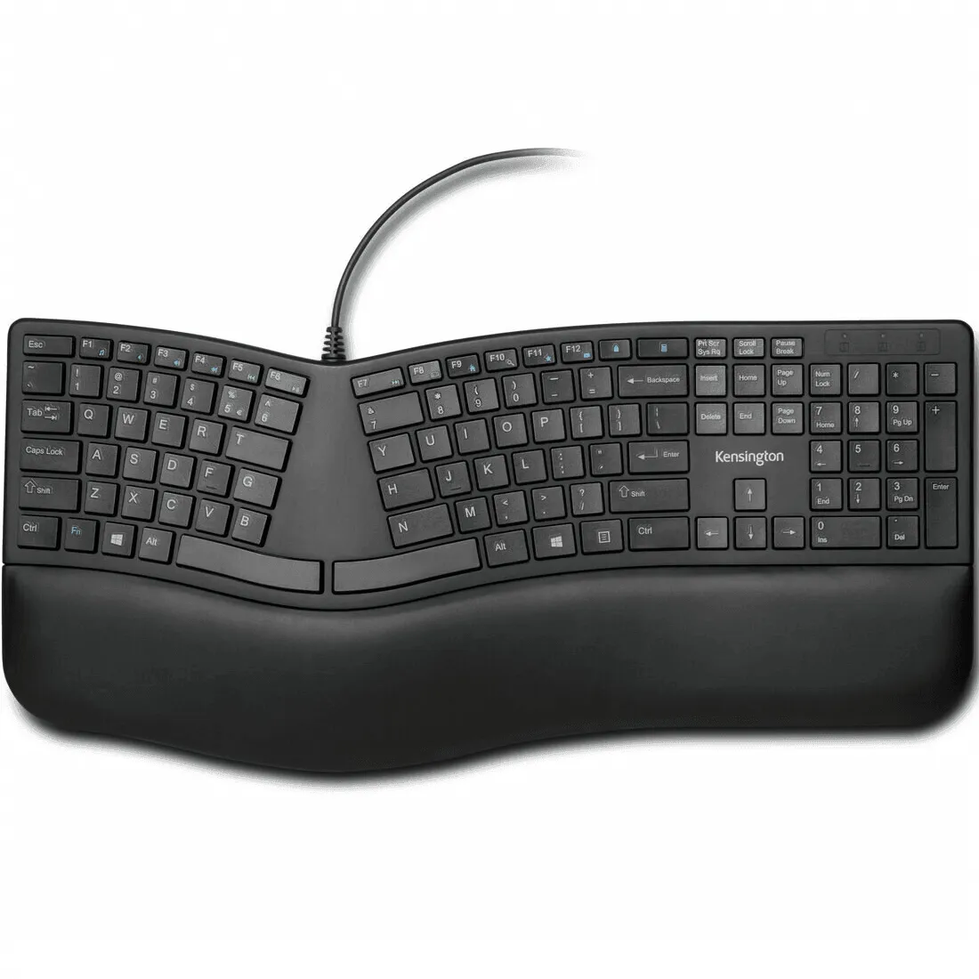 Kensington Dual Comfort Keyboard Split Keys Ergonomic Wired Wrist Rest