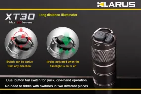 Klarus XT30 Dual Switch XM-L 820 Lumen LED Flashlight