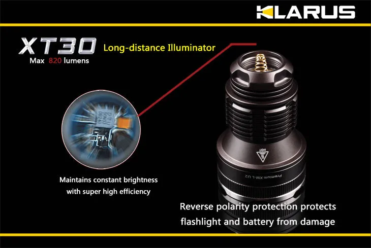 Klarus XT30 Dual Switch XM-L 820 Lumen LED Flashlight