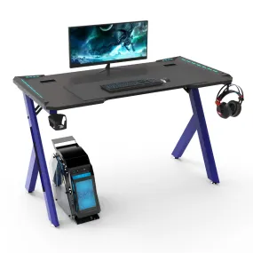 Large RGB Gaming Desk w/ Accessories, Blue, 140cm - EKKIO