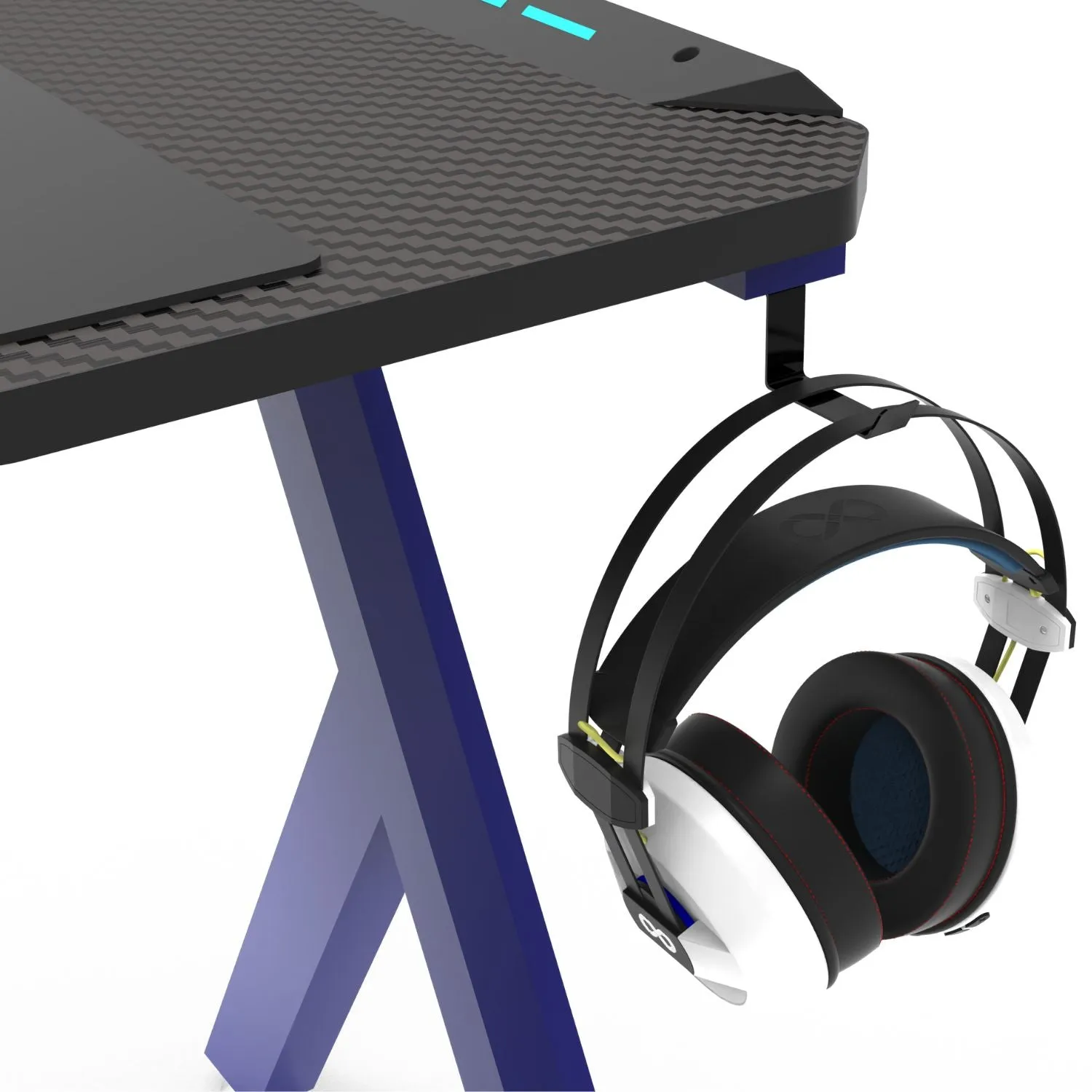 Large RGB Gaming Desk w/ Accessories, Blue, 140cm - EKKIO