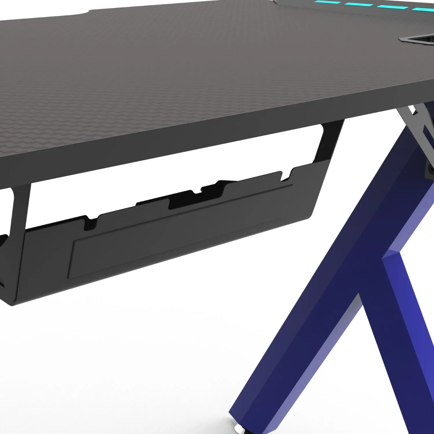 Large RGB Gaming Desk w/ Accessories, Blue, 140cm - EKKIO