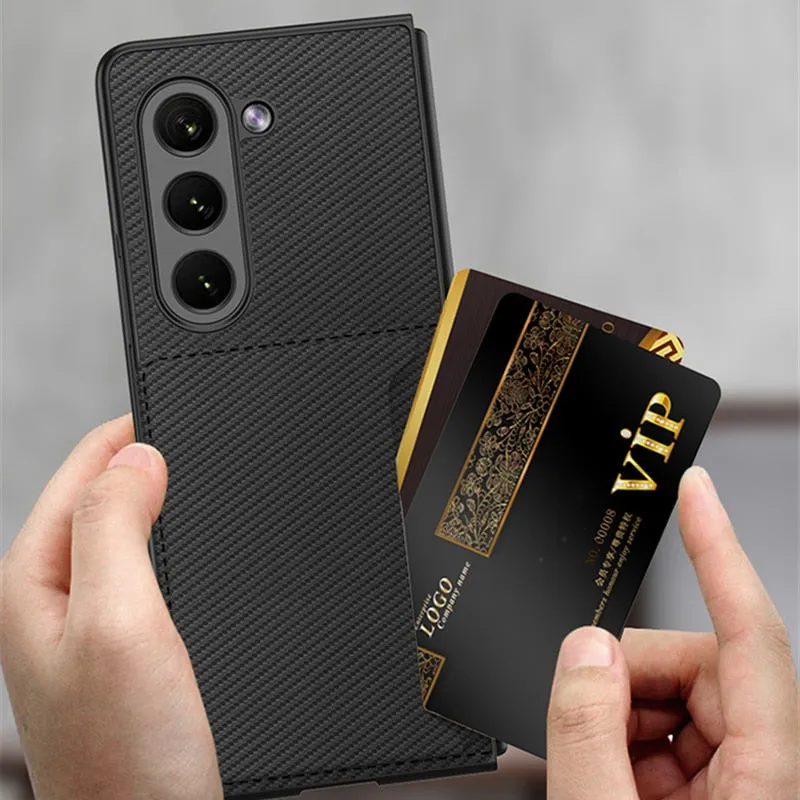 Leather Hard PC Phone Case With Credit Card Slots With Wallet Stand For Samsung Galaxy Z Fold 5