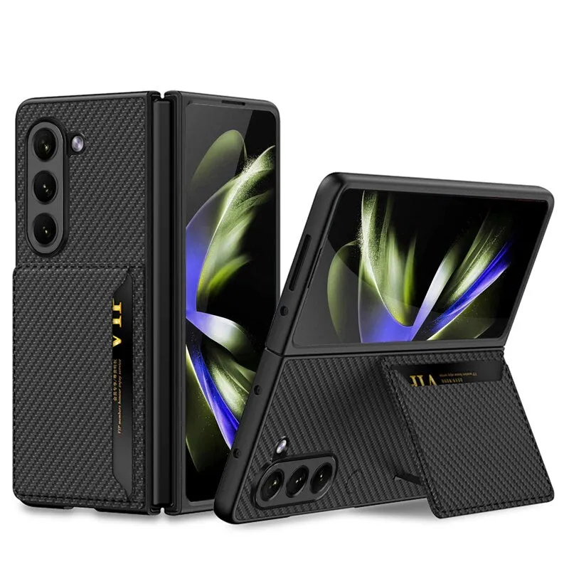 Leather Hard PC Phone Case With Credit Card Slots With Wallet Stand For Samsung Galaxy Z Fold 5