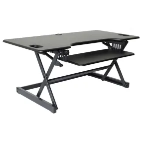 Lorell/Rocelco 46” Black Large Height-Adjustable Standing Desk Converter w/ Retractable Keyboard Tray, R DADRB-46