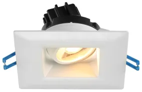 Lotus LED Lights LSG3-5CCT-WH 3 Inch Square Regressed Gimbal LED Downlight - 7.5 Watt - 5CCT  - 620 Lumen - 38 Degree Beam Spread - White Trim - Type IC Air-Tight Wet ES CRI 90 