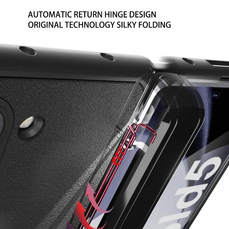 Matte Plain Skin Magnetic Hinge Phone Case With Tempered Film For Samsung Galaxy Z Fold 5