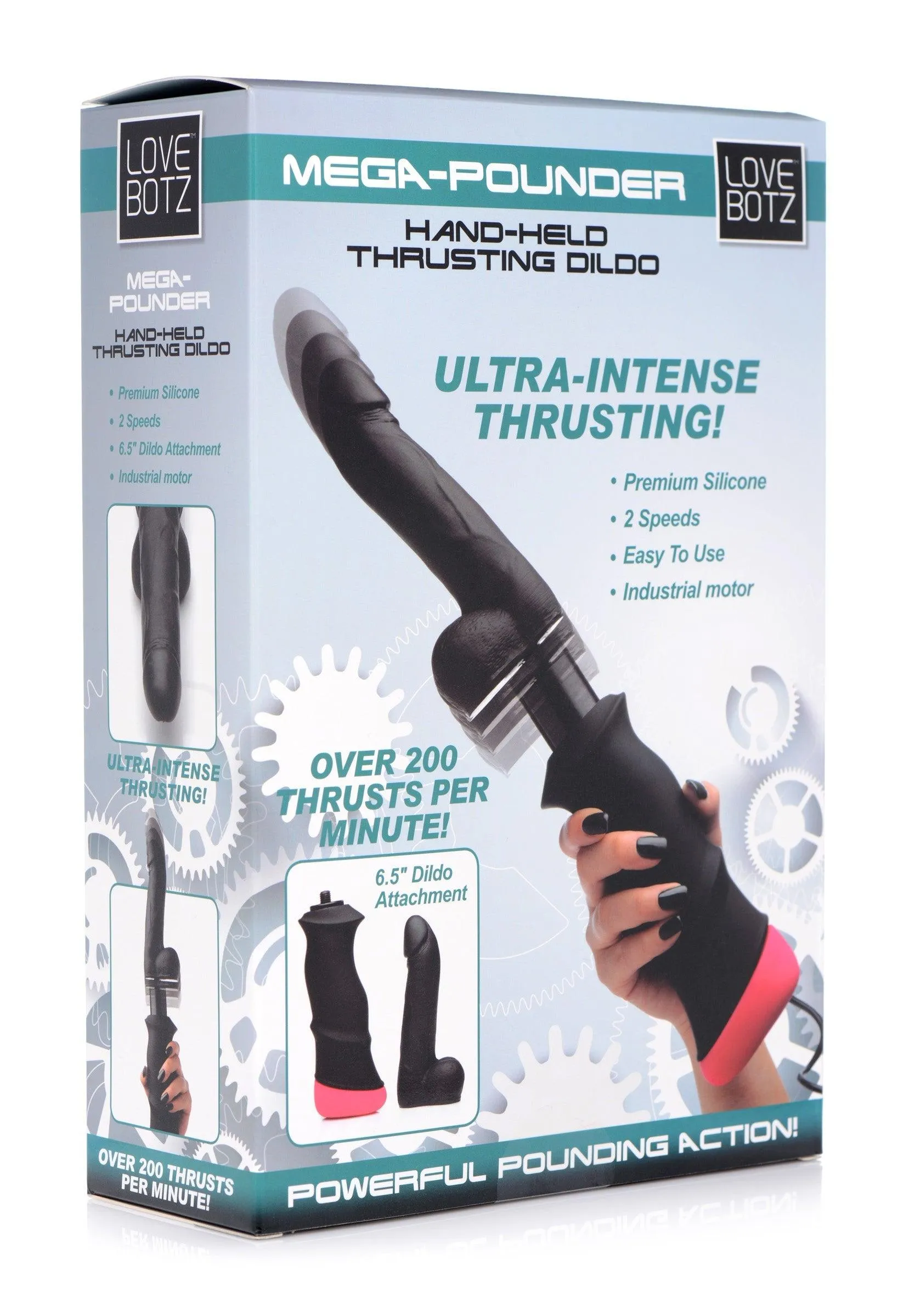 Mega-Pounder Hand-held Thrusting Silicone Dildo