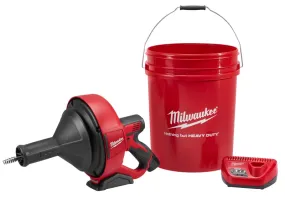 Milwaukee M12 Series 2571-21 Drain Snake Kit, Electric, 5/16 in Dia Cable, 25 ft L Cable :EA: QUANTITY: 1