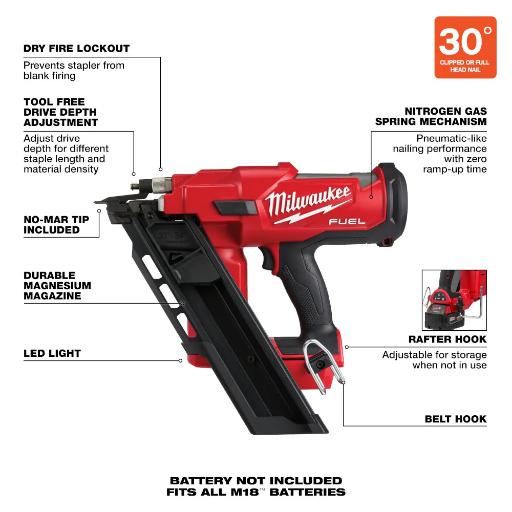 Milwaukee M18 Fuel 30 Degree Framing Nailer