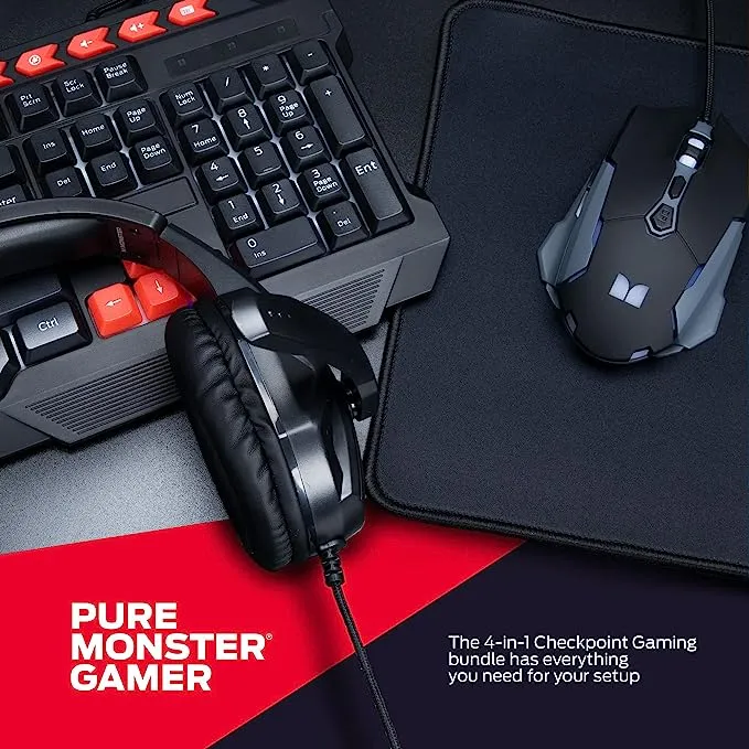 Monster  - Campaign Gaming Bundle Black - Keyboard Mouse Headset Mouse Pad