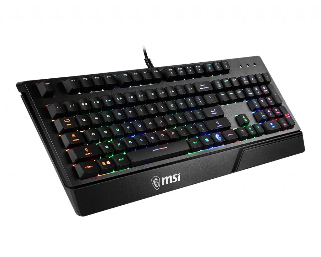 MSI VIGOR GK20 RGB Gaming Keyboard ' UK Layout, Membrane switches, Rainbow RGB Lighting effect, Ergonomic keycaps, Hotkeys for media and lighting control, water repellent keyboard design'