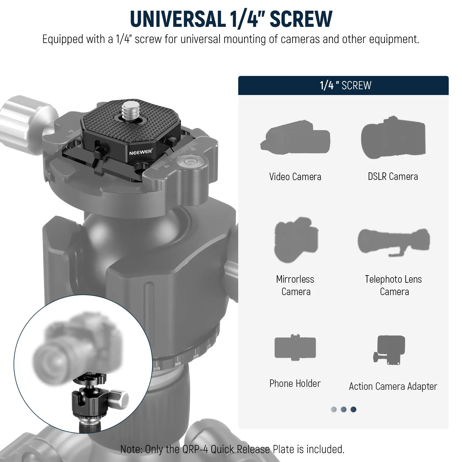 NEEWER QRP-4 Quick Release Plate With Four Side Arca Type Slots