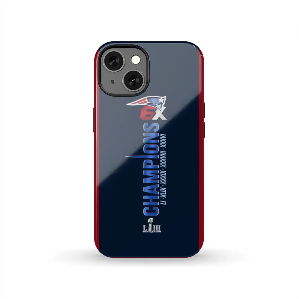 New england patriots Fan 6X champions Tough Phone Case iPhone 13 mini/Pro/Pro Max/12/11/Galaxy All Models