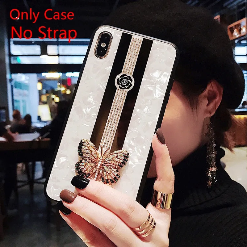 ONEPLANT Luxury Creative Mirror Fashion 3D Inlaid butterfly Phone Case