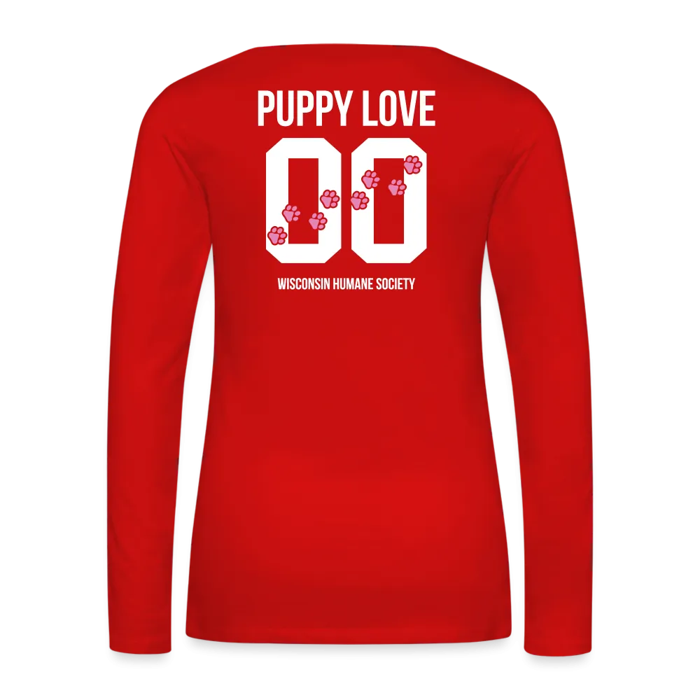 Pink Puppy Love Contoured Premium Long Sleeve T-Shirt