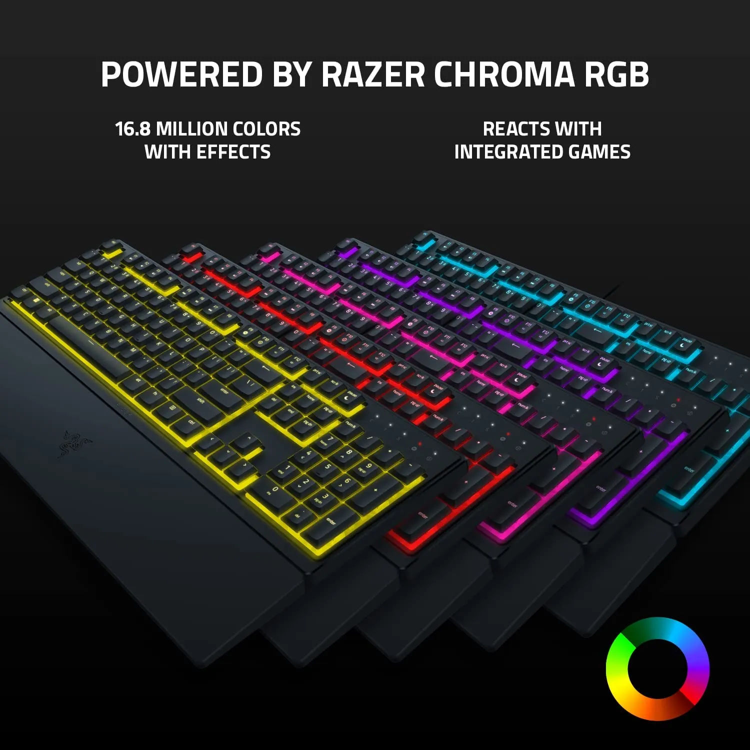 Razer Ornata V3 X Gaming Keyboard Low Profile with Chroma RGB, Hybrid Membrane Switch, Ergonomic Wirst Rest