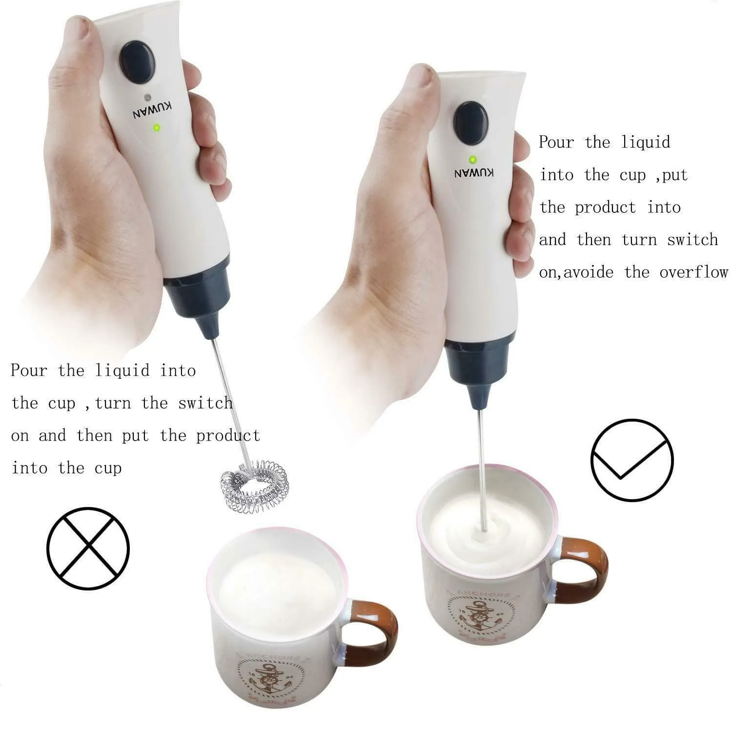 Rechargeable Handheld Wand Coffee Mixer