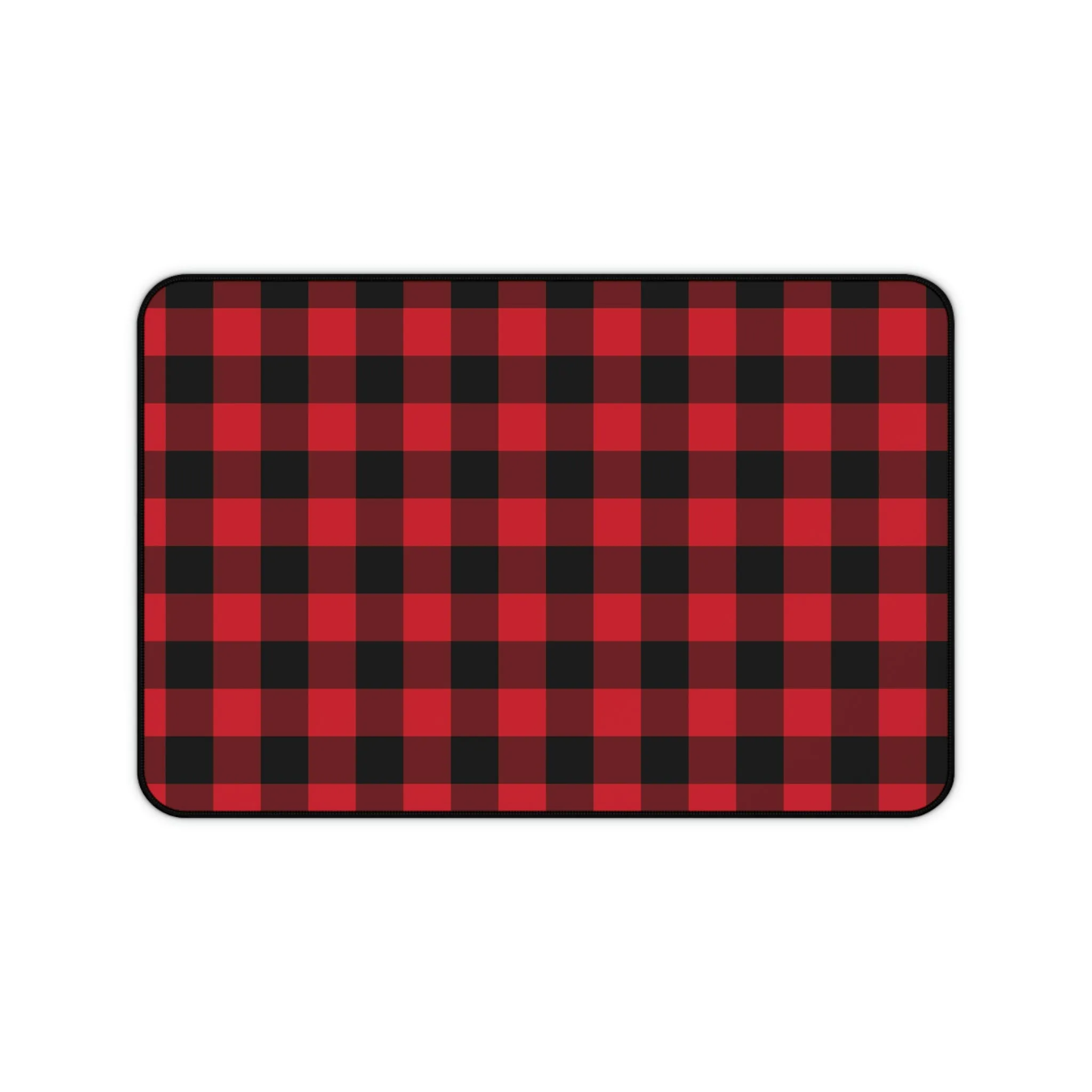 Red Black Buffalo Plaid Desk Mat, Check Checkered Holiday Large Small Wide Gaming Keyboard Mouse Unique Laptop Pad