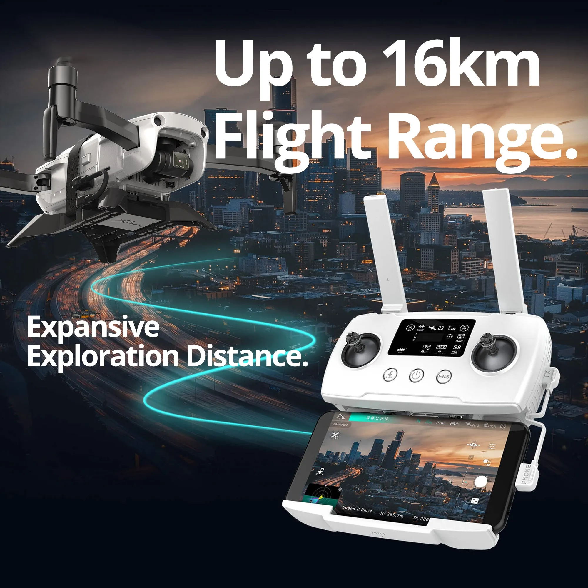 REFURBISHED: The Bigly Brothers Ace 2 Pro Sky Voyager Intrepid Class GPS Drone, 20MP Camera, 90-Mins Flight, 16km Range, Ultra-Stable 3-Axis Gimbal, Level 8 Wind Resistance, Waterproof/Snowproof, Heavy Duty Professional Grade Drone