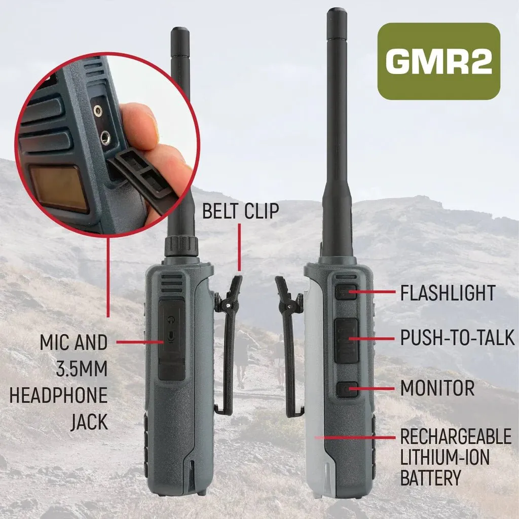 Rugged Radio GMR2 Plus GMRS and FRS Two Way Handheld Radios - 2 Pack