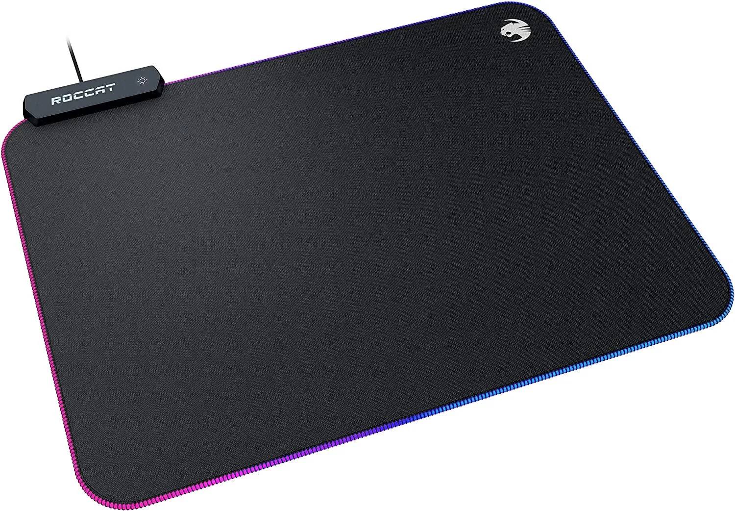 Sense Aimo RGB Illumination Gaming PC Mousepad, Non Slip Back, Computer Mouse Pad, Soft PC Gaming Desktop Mat with Stitched Edges, Owl Eye Sensors, Black, Medium