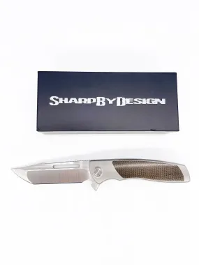 SharpByDesign Mini Evo Folding Knife Olive Drab Micarta / Titanium Handles Harpoon Point