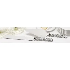 Silver Plated Stacked Crystals Cake Server Set