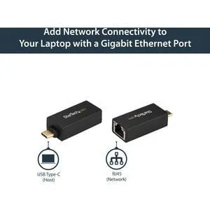 StarTech.com USB-C to Gigabit Ethernet Adapter - USB 3.0 - USB 3.0 Type C ASIX - AX88179 - 1 Port(s) - 1 - Twisted Pair - 10/100/1000Base-T - Desktop