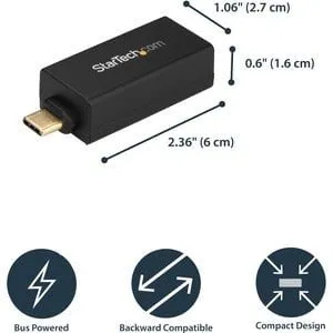 StarTech.com USB-C to Gigabit Ethernet Adapter - USB 3.0 - USB 3.0 Type C ASIX - AX88179 - 1 Port(s) - 1 - Twisted Pair - 10/100/1000Base-T - Desktop