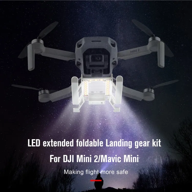 STARTRC 1109190 for DJI Mini 2 / Mavic Mini Foldable Quick Release Anti-collision Landing Gear Height Extender Holder with LED Night Indicator Light(Grey)