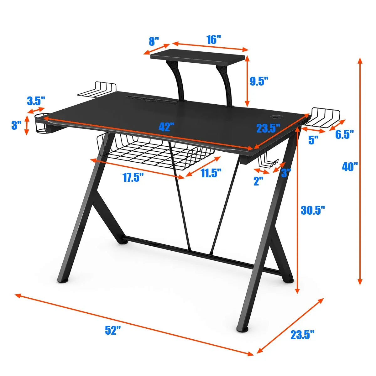 Tangkula Gaming Desk, E-Sport Gaming Workstation, Multifunctional Computer Desk Gamer Desk