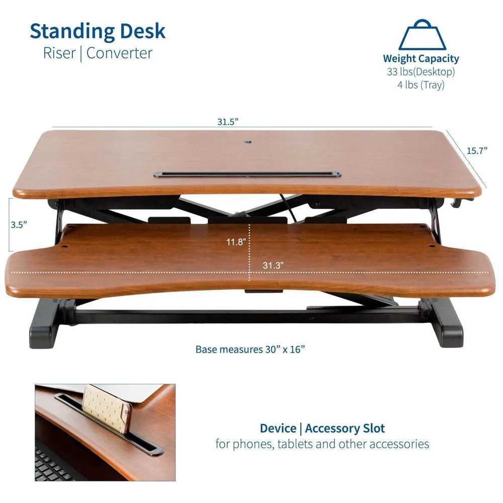 VIVO Wood-Colored Height-Adjustable Standing Desk Converter Sit-Stand Riser, DESK-V000KA