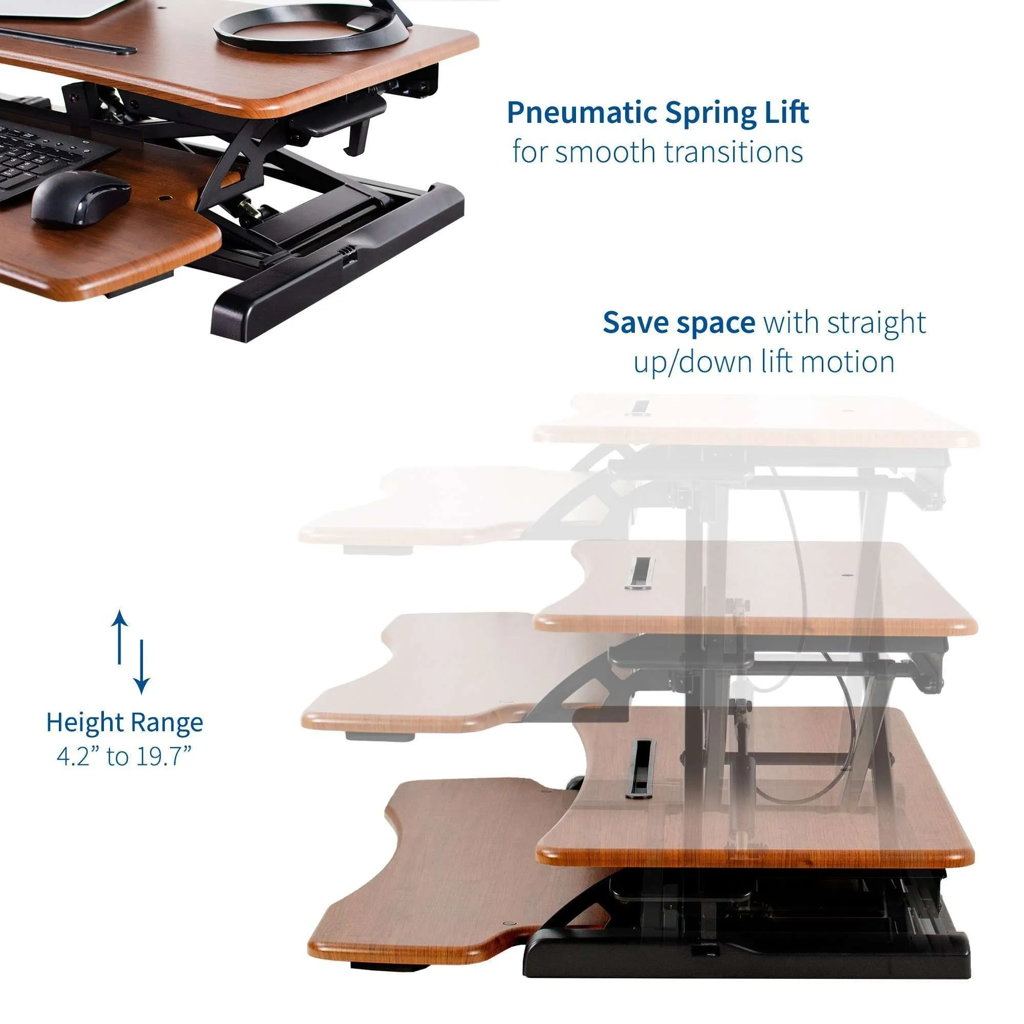 VIVO Wood-Colored Height-Adjustable Standing Desk Converter Sit-Stand Riser, DESK-V000KA