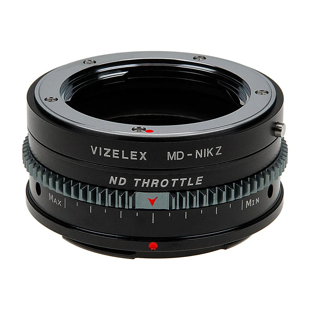 Vizelex Cine ND Throttle Lens Mount Adapter - Compatible with Minolta Rokkor (SR / MD / MC) SLR Lenses to Nikon Z-Mount Mirrorless Cameras with Built-In Variable ND Filter (2 to 8 Stops) from Fotodiox Pro