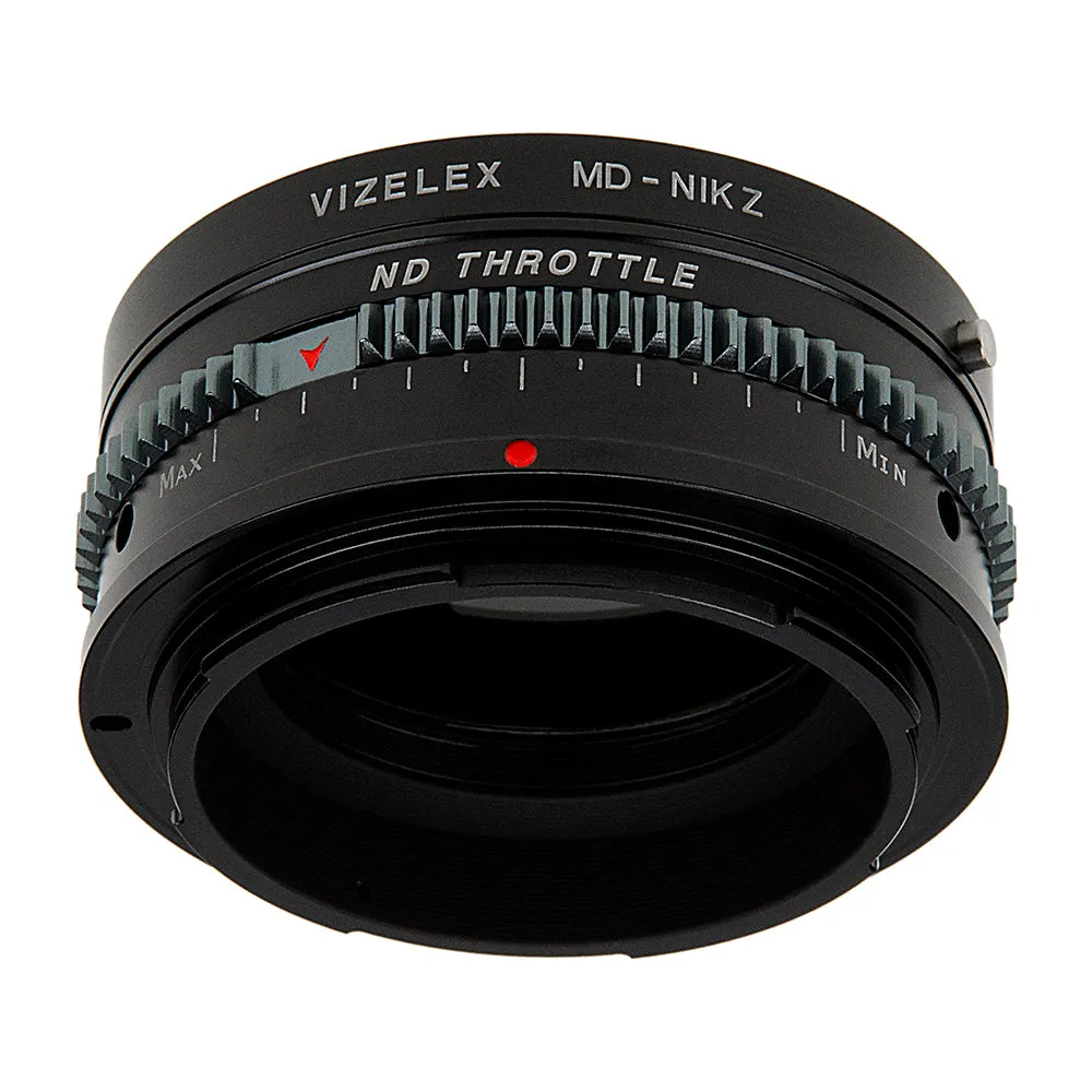 Vizelex Cine ND Throttle Lens Mount Adapter - Compatible with Minolta Rokkor (SR / MD / MC) SLR Lenses to Nikon Z-Mount Mirrorless Cameras with Built-In Variable ND Filter (2 to 8 Stops) from Fotodiox Pro