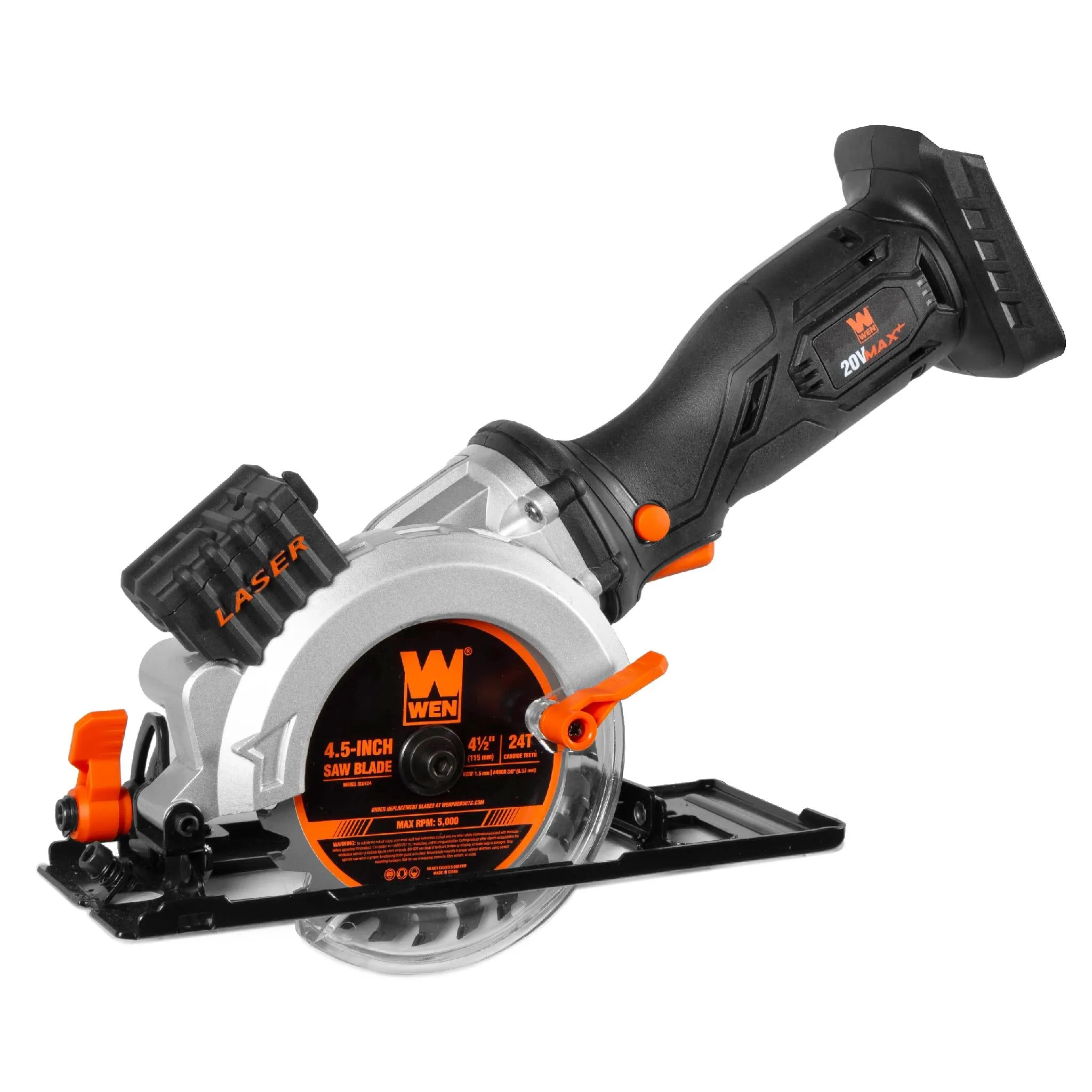 WEN 20604BT 20V Max 4-1/2-Inch Cordless Mini Circular Saw (Tool Only – Battery and Charger Not Included)