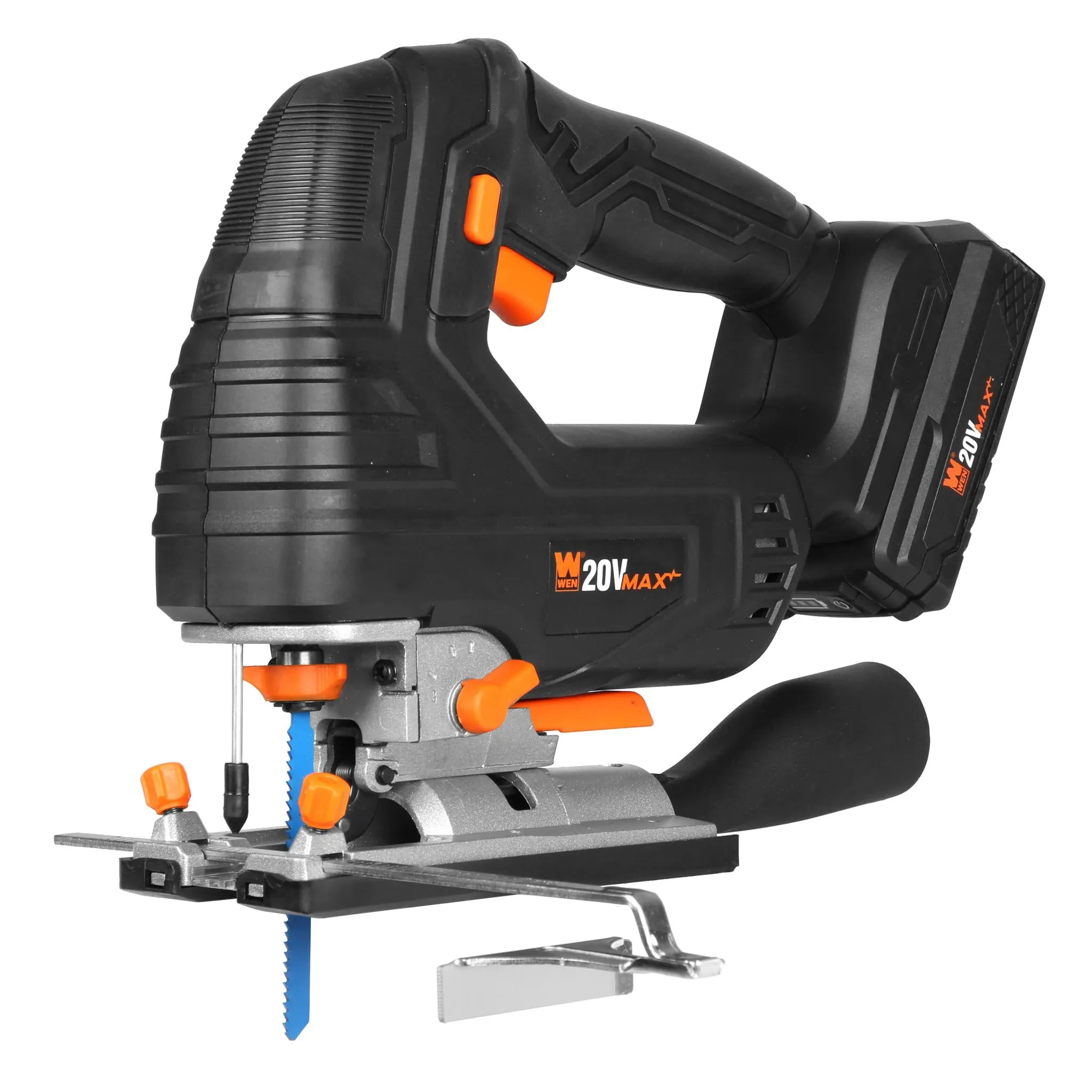 WEN 20667 20V Max Cordless Brushless Jigsaw with 4.0 Ah Lithium Ion Battery and Charger