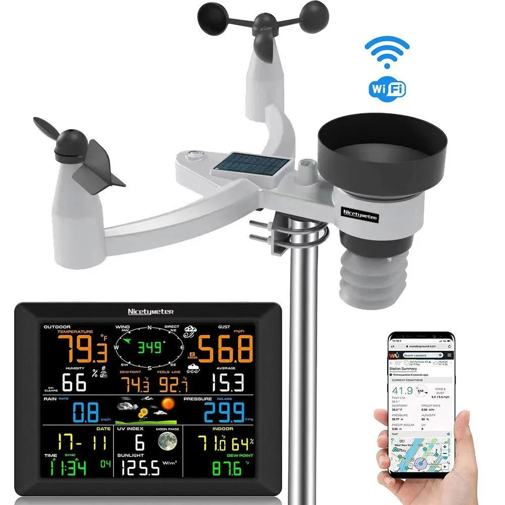 Wi-Fi Weather Station with Digital Display for Temperature, Humidity, Wind Speed Direction, Rainfall 20-in-1