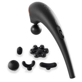 Zyllion Rechargeable Handheld Back Massager with Heat, Vibration and 5 attachments (ZMA-27)